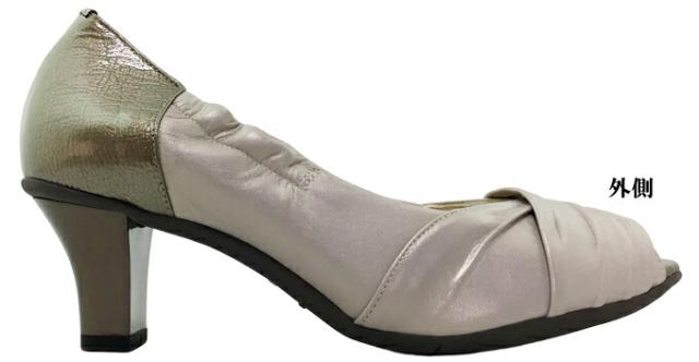 パンプス レディース NINE DI NINE No.131-7048 ナイン・デ・ナイン ワンヒール ハイヒール オープントゥ 3E EEE クッション性 消音 防滑 耐摩耗性 靴 本革 天然皮革 日本製 女性 婦人