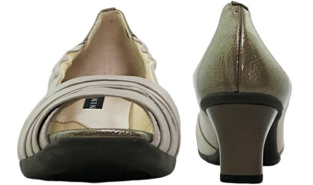 パンプス レディース NINE DI NINE No.131-7048 ナイン・デ・ナイン ワンヒール ハイヒール オープントゥ 3E EEE クッション性 消音 防滑 耐摩耗性 靴 本革 天然皮革 日本製 女性 婦人