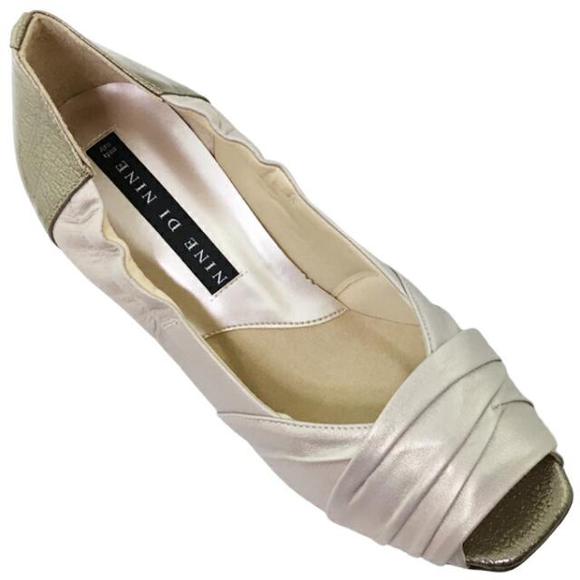 パンプス レディース NINE DI NINE No.131-7048 ナイン・デ・ナイン ワンヒール ハイヒール オープントゥ 3E EEE クッション性 消音 防滑 耐摩耗性 靴 本革 天然皮革 日本製 女性 婦人