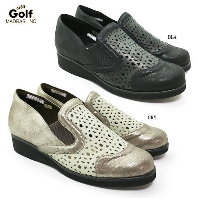 City Golf GFL5201 シティ・ゴルフ レディース カジュアル コンフォートシューズ サイドゴア 幅広 3E クッション性 超軽量 本革 日本製