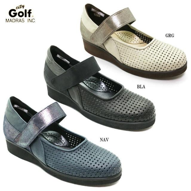 City Golf GFL5200 シティ・ゴルフ レディース カジュアル コンフォートシューズ ストラップ 幅広 3E クッション性 超軽量 本革 日本製