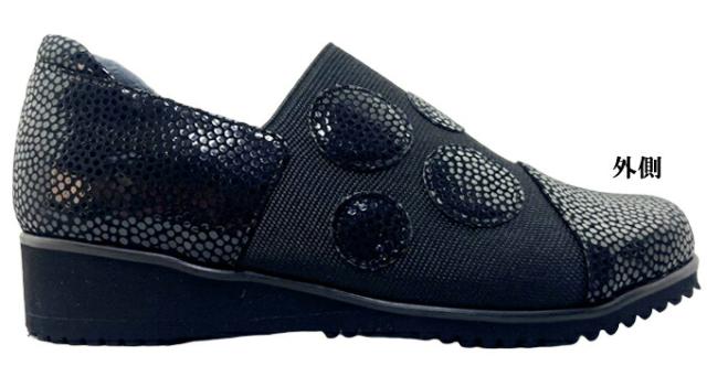 カジュアルシューズ レディース SPORTS NINE No.134-2801 スポーツ・ナイン カジュアル スリッポン コンフォートシューズ オブリークトゥ 本革 ストレッチ素材 クッション性 幅広 4E EEEE 靴 シューズ 日本製 女性 made in japan 婦人 スポーツナイン