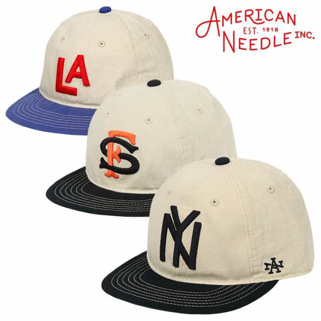 American Needle アメリカンニードル キャップ メンズ 帽子 リネン NEGRO LEAGUE MiLB NY 麻 6パネル 野球 復刻  ツートンカラー レザーベ｜au PAY マーケット