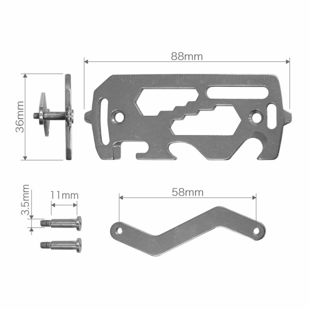 超小型マルチツール ドライバー/六角レンチ/栓抜き/缶切り/キー