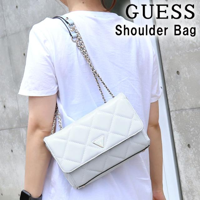 ゲス バッグ QG767921 PALE CLOUD ライトブルースカイ チェーン ショルダー ステッチデザイン ハンド トート GUESS ab-498800