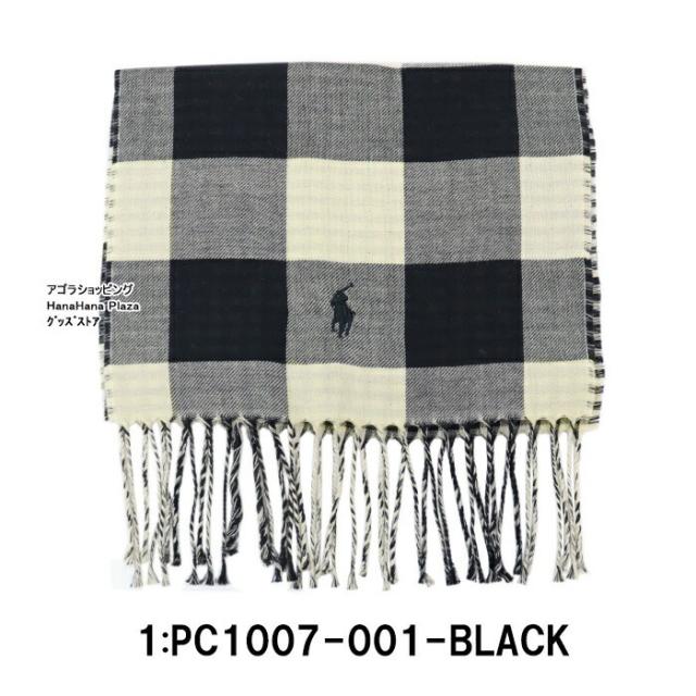 ラッピング無料 ポロ ラルフローレン マフラー PC1007 チェック 綿 コットン ポニー刺繍 男女兼用 POLO RALPH LAUREN ab-512600_1