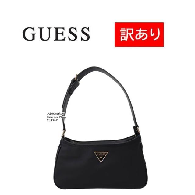 【訳あり返品不可】cc-1998 ゲス バッグ NG811618 BLACK ブラック ナイロン 三角プレート ハンド トート GUESS の通販は