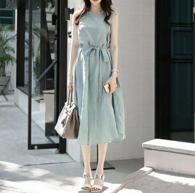 送料無料 パーティードレス ラウンドネック ノースリーブ ウエストリボン ひざ丈 ワンピース ドレス 結婚式 二次会 披露宴 お呼ばれの通販はau Pay マーケット パーティードレス専門店 Vergarmo