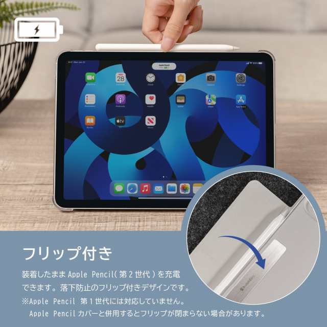 iPad Pro 12.9 ケース 手帳型 レザー 背面 クリア 5WAY スタンド 保護