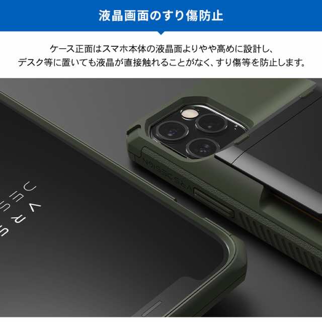 iPhone12Pro / iPhone12 ケース カード 収納 背面 3枚 耐衝撃 携帯