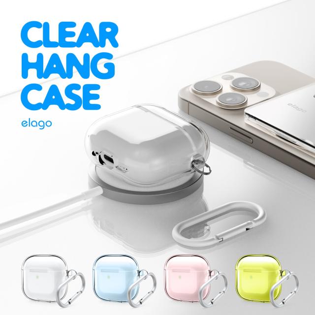 AirPods 4 ケース 透明 クリア カバー カラビナ 付き 落下防止