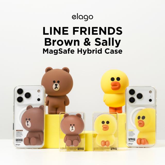 iPhone17Pro ケース MagSafe対応 ラインフレンズ 公式 ライセンス 耐衝撃 スマホケース 可愛い マグセーフ 携帯ケース [ iPhone 17 Pro アイフォン17Pro 対応 ] elago LINE FRIENDS Brown & Sally