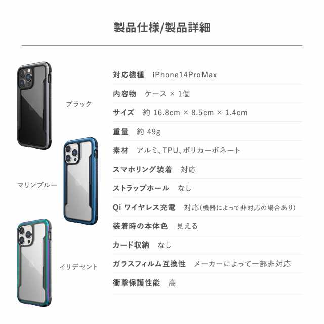 iPhone 14 Pro Max ケース クリア カバー 米軍MIL規格 透明 耐衝撃 スマホケース 薄型 クリアケース 対衝撃 スマホカバー  透明ケース [ Aの通販はau PAY マーケット - comwap