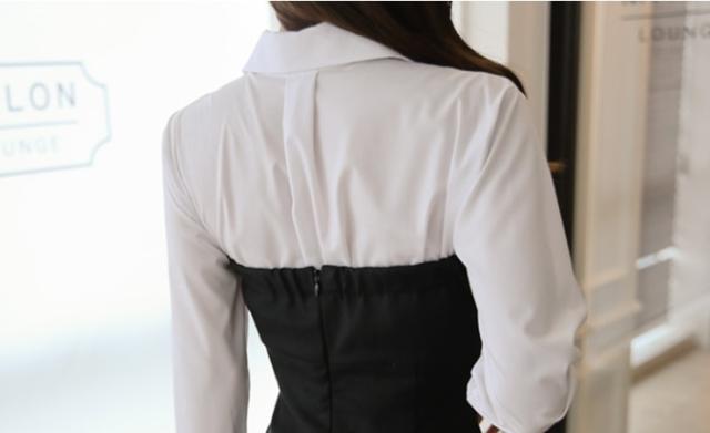 肩だしボタンドレス ワンピース 膝丈 タイトシルエット イブニング 通勤 Xlあり ブラウスセット 黒ワンピース 白ブラウスの通販はau Pay マーケット Garage Diva 106