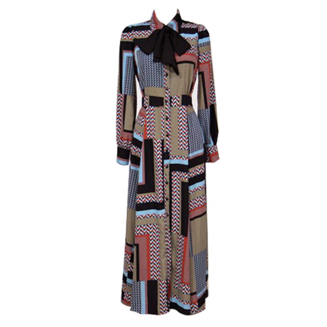 春 幾何学模様ふんわりスカートワンピース ウエストマーク ふんわりシルエット ボリュームスカート ロング丈 Ol 通勤コーデ らくの通販はau Pay マーケット Garage Diva 106