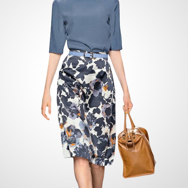 セットアップ 半袖トップスとプリントスカート 無地トップス フラワープリント タイトスカート 膝丈 Ol キレイめカジュアル 通勤の通販はau Pay マーケット Garage Diva 106