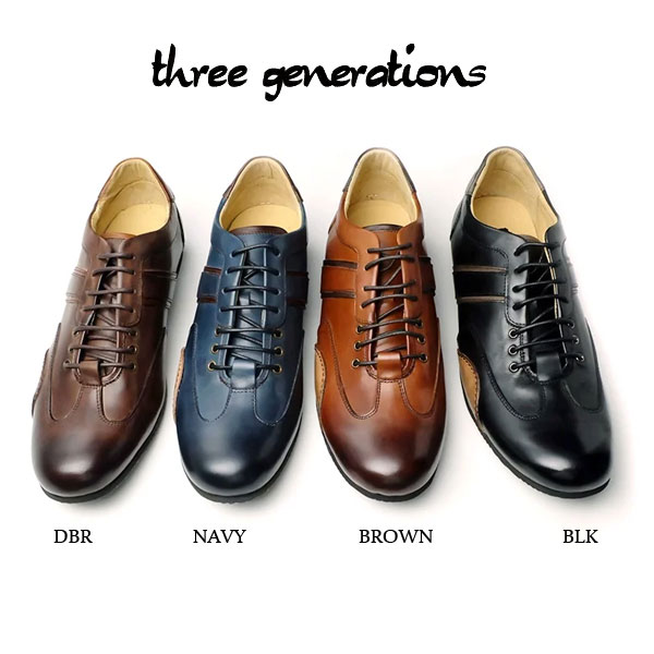 threegenerations スリージェネレーションズ レザースニーカー tg2423 ペダリングソールモデル ドライビング スマート 3gs メンズ スマート 本革 カジュアル