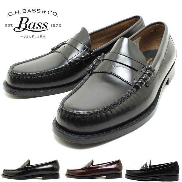 G.H.Bass LARSON USA バス ペニーローファー黒本革US8.5E（G.H.