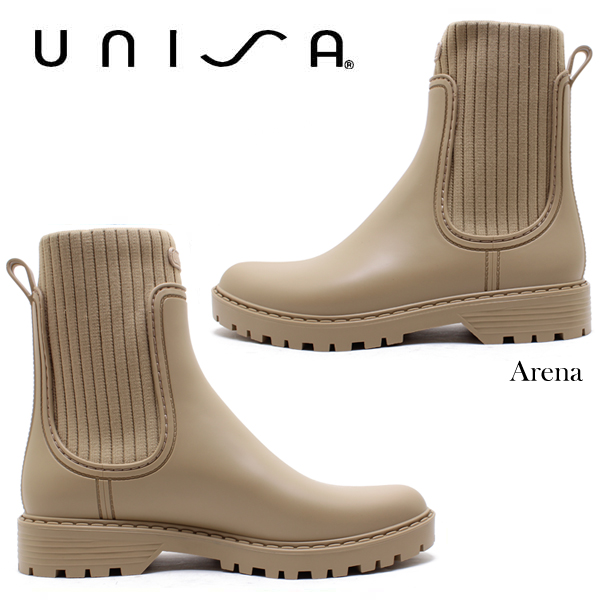UNISA/ウニサ サイドリブレインブーツ AYNAR リブニット ショートブーツ スペイン ブラック ベージュ 長靴 ラバーブーツ 防水 レイン おしゃれ 通勤 通学_2