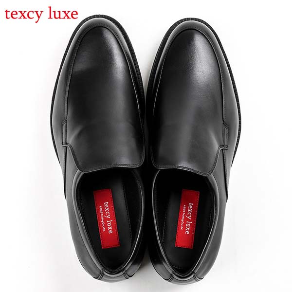 texcy luxe テクシーリュクス TU-7797 ビジネスシューズ 幅広4Eワイズ スリッポン ブラック 仕事用 本革 メンズ 大きいサイズ対応 28.0cm