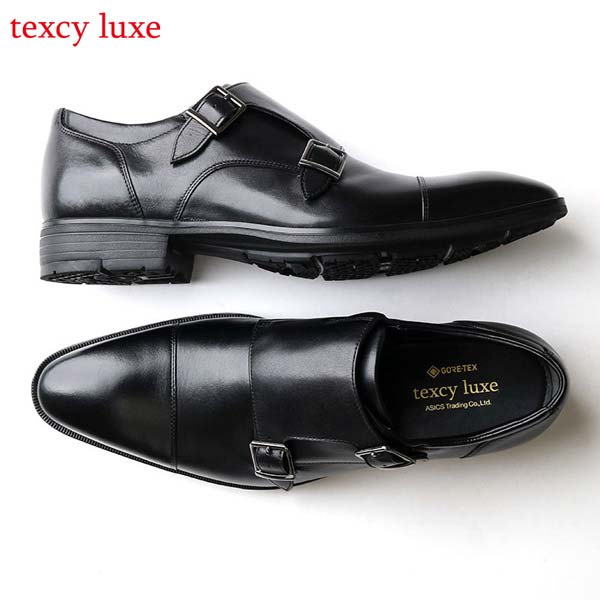 texcy luxe テクシーリュクス TU-8004 ビジネスシューズ GORETEX 3Eワイズ ダブルモンクストラップ ブラック 本革 防水 全天候型 仕事用_1