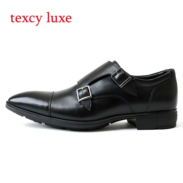 texcy luxe テクシーリュクス TU-8004 ビジネスシューズ GORETEX 3Eワイズ ダブルモンクストラップ ブラック 本革 防水 全天候型 仕事用_2