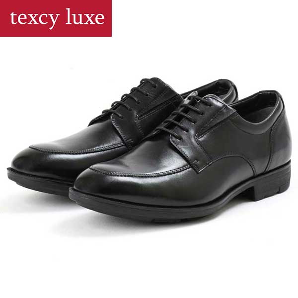 texcy luxe テクシーリュクス TU-8006 ビジネスシューズ GORETEX 4Eワイズ 外羽根 Uチップ ブラック 本革 防水 全天候型 仕事用 メンズ 大きいサイズ対応 29.0cmまで