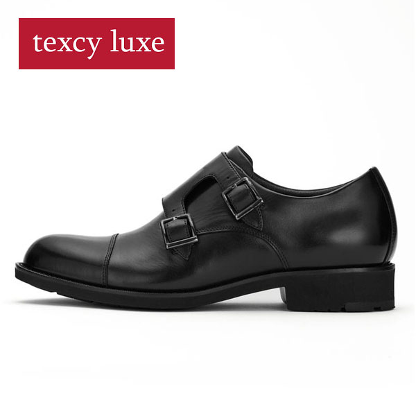 texcy luxe テクシーリュクス TU-8015 ビジネスシューズ GORE-TEX！雨にもムレにも負けない モンクストラップ ブラック クッション性 屈曲性アップ 仕事用 本革 メンズ 2E相当 軽量 抗菌_1