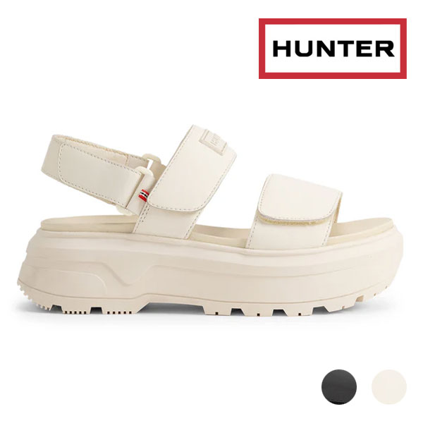 国内正規品 HUNTER ユニセックス シティ リベル レザー ヒール ストラップ サンダル レインシューズ　耐水性レザー 耐水性 カジュアル レジャー フェス ミュール UFD3110LEA