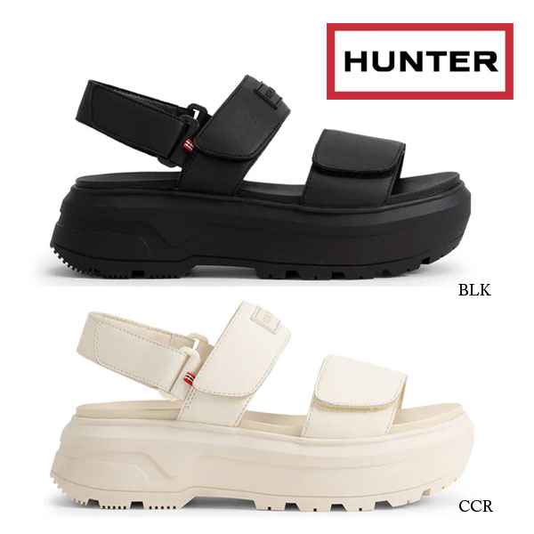 国内正規品 HUNTER ユニセックス シティ リベル レザー ヒール ストラップ サンダル レインシューズ　耐水性レザー 耐水性 カジュアル レジャー フェス ミュール UFD3110LEA_1