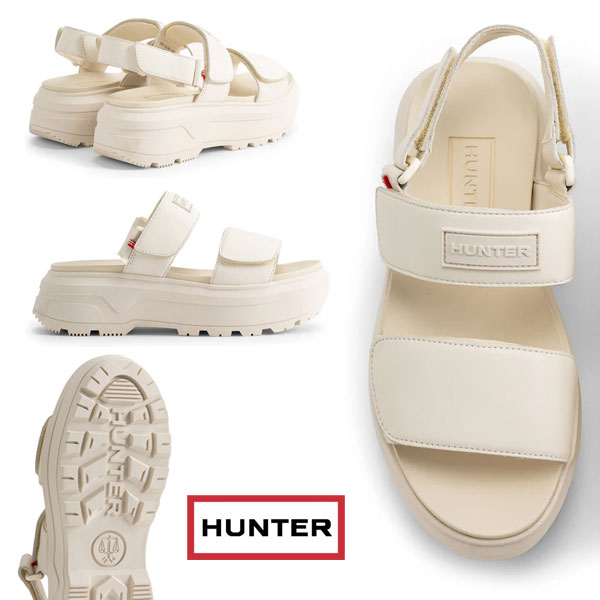 国内正規品 HUNTER ユニセックス シティ リベル レザー ヒール ストラップ サンダル レインシューズ　耐水性レザー 耐水性 カジュアル レジャー フェス ミュール UFD3110LEA_2