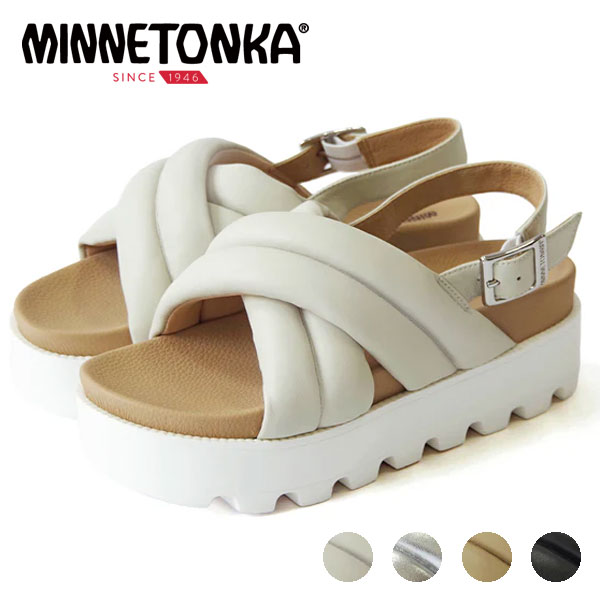 Minnetonka ミネトンカ 正規品 23M03 クロスベルトパデッドサンダル レディース