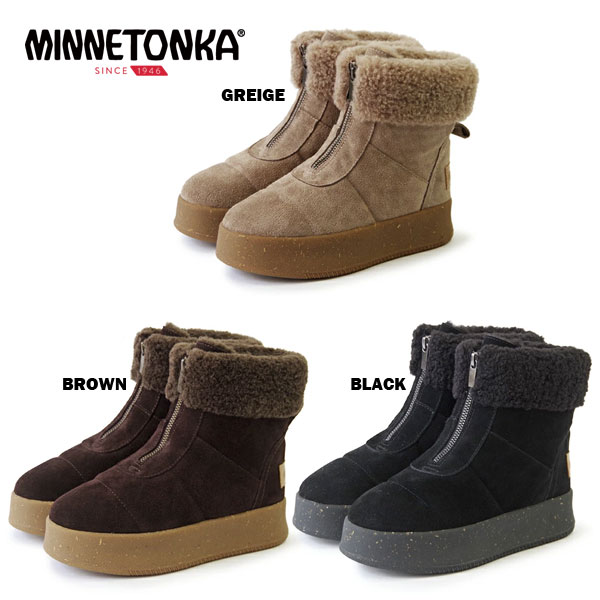 Minnetonka ミネトンカ 厚底フロントジップボアブーツ ボア ファー