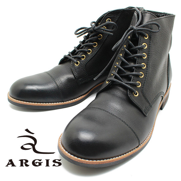 ARGIS/アルジス 72239 上質レザー・レースアップブーツ　ブラック メンズ/レザー/ニッポンメイド/ストレートチップ/本革/日本製