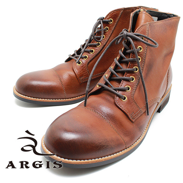 ARGIS/アルジス 72239 上質レザー・レースアップブーツ　ブラウン メンズ/レザー/ニッポンメイド/ストレートチップ/本革/日本製