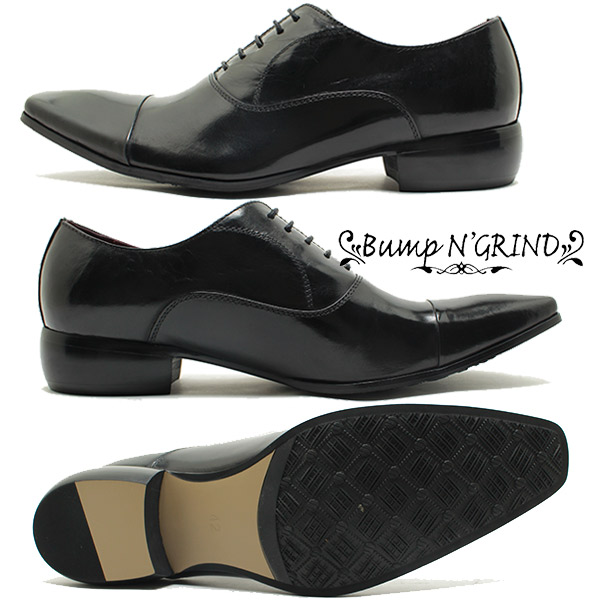 Bump N' GRIND/バンプアンドグラインド 6031 内羽ストレートチップ　本革ビジネスシューズブラックレザー スクエアトゥ/チゼルトゥ/ドレ_2