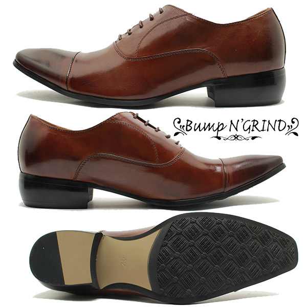 Bump N' GRIND/バンプアンドグラインド 6031 内羽ストレートチップ　本革ビジネスシューズキャメルブラウンレザー スクエアトゥ/チゼル_2