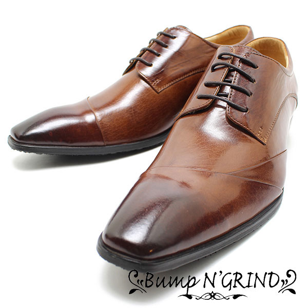 Bump N' GRIND/バンプアンドグラインド 6050 外羽変形ストレートチップ　キャメル　本革ビジネスシューズ/ビジネスブーツ/トラッド/紐靴/