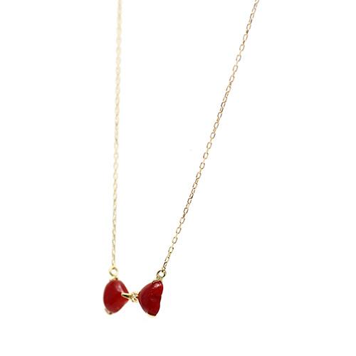 レッドコーラル/赤サンゴ ツインハートカボションカット K18 0.01ct 