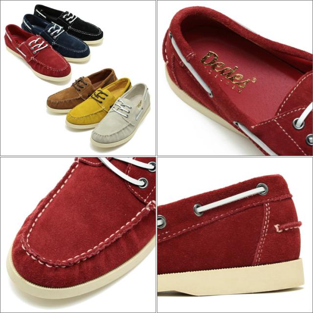 DEDES/デデス スエードレザー・デッキシューズ レッド【本革/モカシン