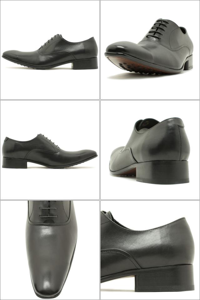 SARABANDE/サラバンド 7331 エレガント“ロングノーズ”プレーントゥ ブラックレザー 【レザーソール＆カーフレザーモデル】【3.5cmヒー