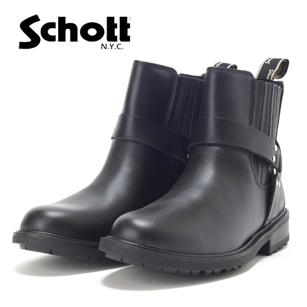 ショット Schott S24102 ショット リングブーツ サイドゴアブーツ ブラック 本革 天然皮革 日本製 ショート丈 バイクブーツ_1