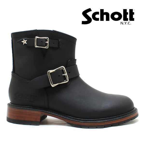 ショット Schott ショートエンジニアブーツ Short Engineer boots ワンスターコレクション One Star collection “Charger Boots” ウォータープルーフ 撥水 本革 BLACK メンズ ブーツ ブラック S25503