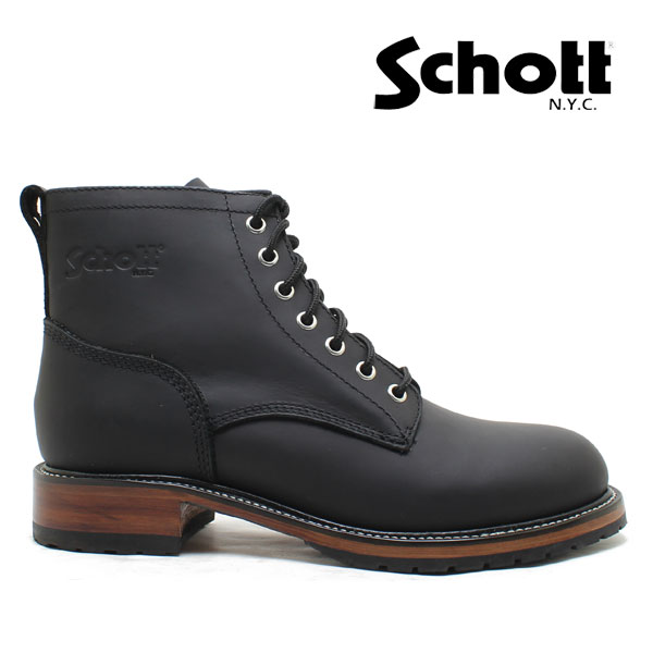 ショット Schott レースアップブーツ Lace up boots ワンスターコレクション One Star collection “Magnum Boots” ウォータープルーフ 撥水 本革 BLACK メンズ ブーツ ブラック S25506