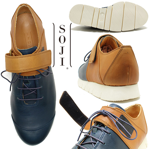 SOJI/ソジ OBI 上質レザー軽量ホワイトソール 藍飴 メンズ/レザー