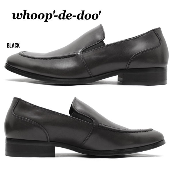 フープディドゥ whoop-de-doo 23630014 カジュアルシューズ Uモカシン スリッポン ブラック 革靴 仕事用 メンズ whoop'-de-doo'_1