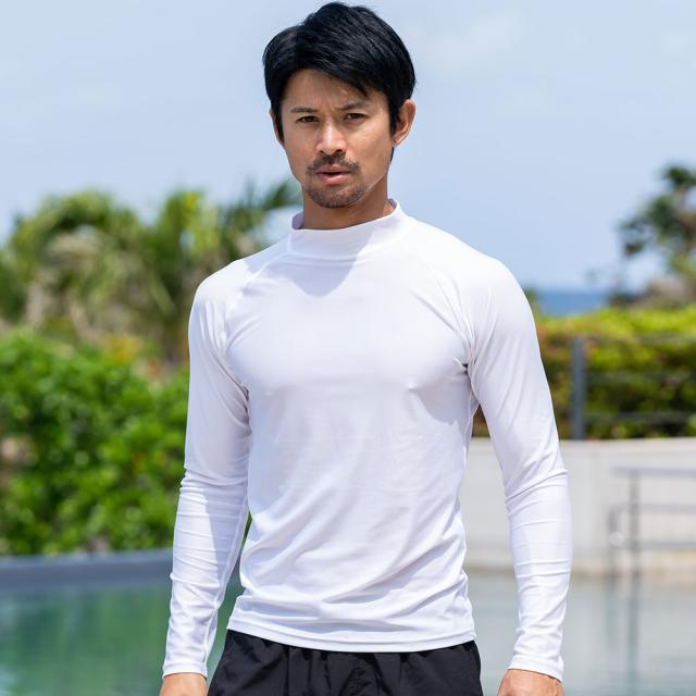 ラッシュガード ユニセックス 長袖Tシャツ 立ち襟 水着