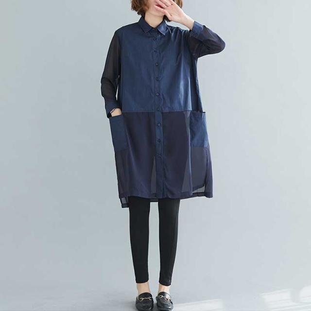 ワンピース レディース ミセスカジュアル シャツワンピース 前開き チュニック 無地 ひざ丈 長袖 大人可愛い 体型カバー 30代 40代 50代 の通販はau Pay マーケット Sunny Place