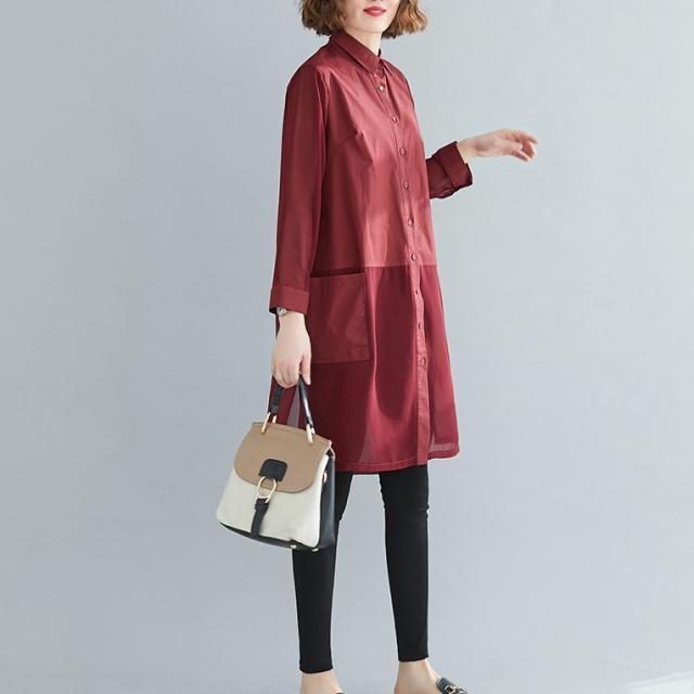 ワンピース レディース ミセスカジュアル シャツワンピース 前開き チュニック 無地 ひざ丈 長袖 大人可愛い 体型カバー 30代 40代 50代 の通販はau Pay マーケット Sunny Place