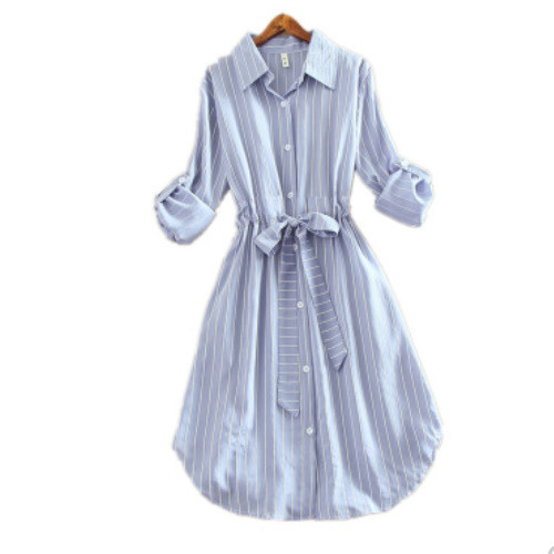 シャツワンピース ロング ストライプ ロングワンピース 春 七分袖 ストライプシャツワンピース ロング丈 長袖ロングワンピース マキシ丈 の通販はau Pay マーケット Sunny Place